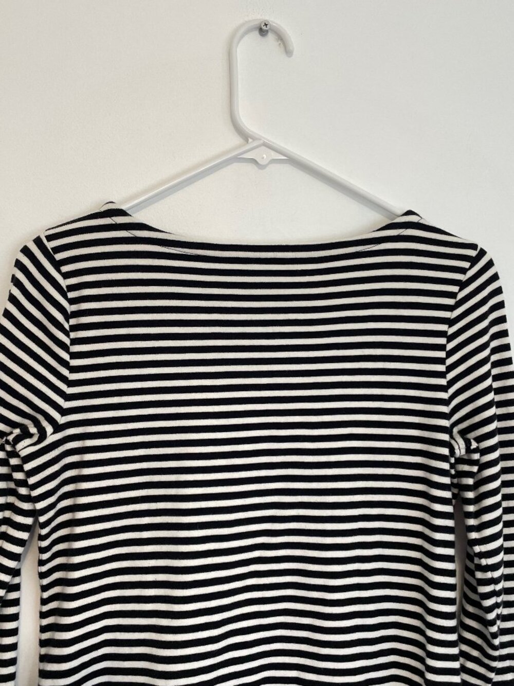 TALBOTS Bateau Neck Striped Tunic Black White Long Sleeve Cotton PETITE Small PS - Picture 14 of 15